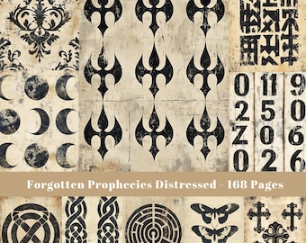 Distressed Grunge Paper: Forgotten Prophecies, Scrapbook Pages (Digital Paper)