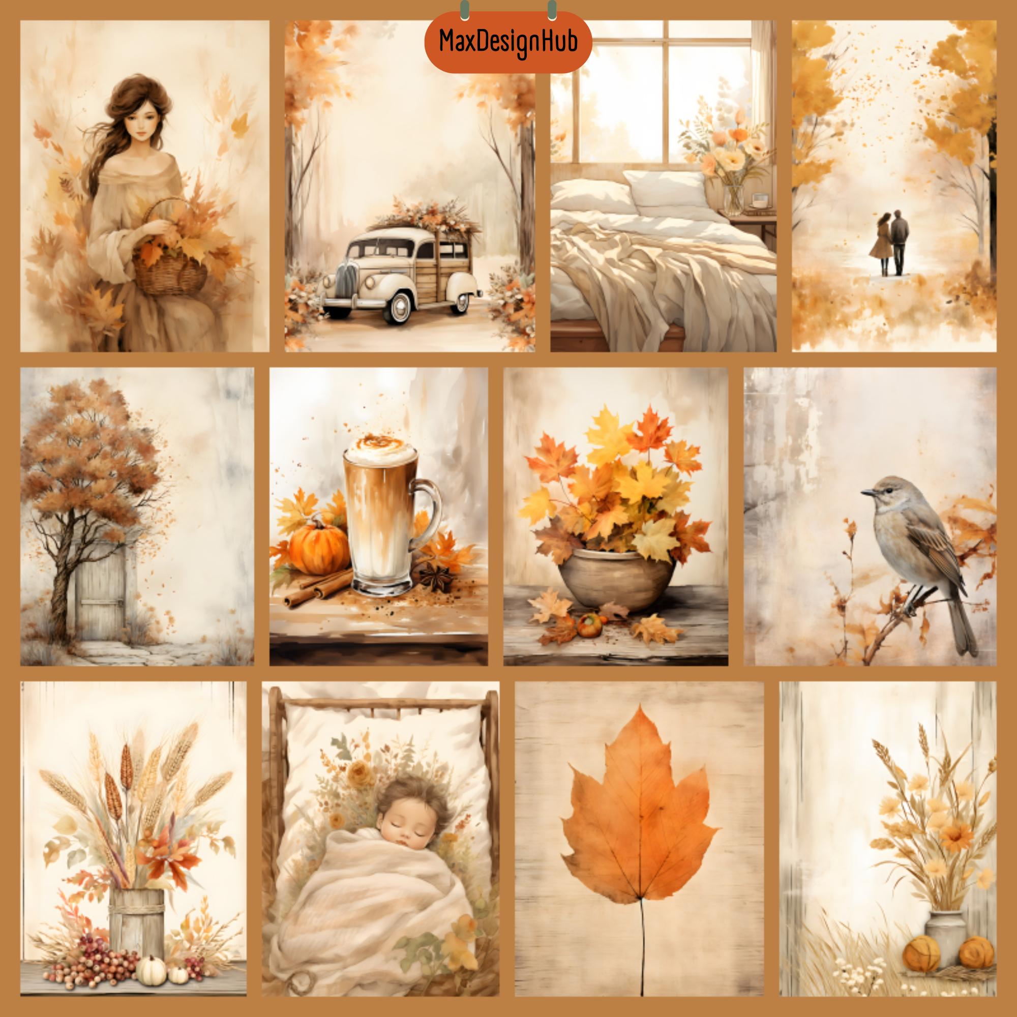 Minimalistisches Herbst Junk Journal Kit: 271 bedruckbare Seiten