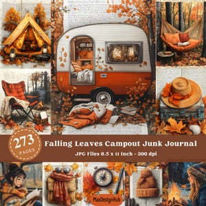 Falling Leaves Campout Junk Journal Pages: Autumn Scrapbook (Digital Download)