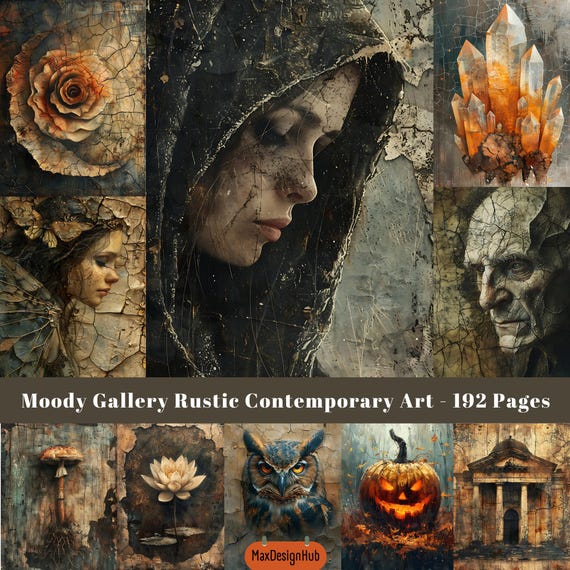 Moody Rustic Art Backgrounds: Dark Cottagecore Scrapbook Paper (Digital Download)