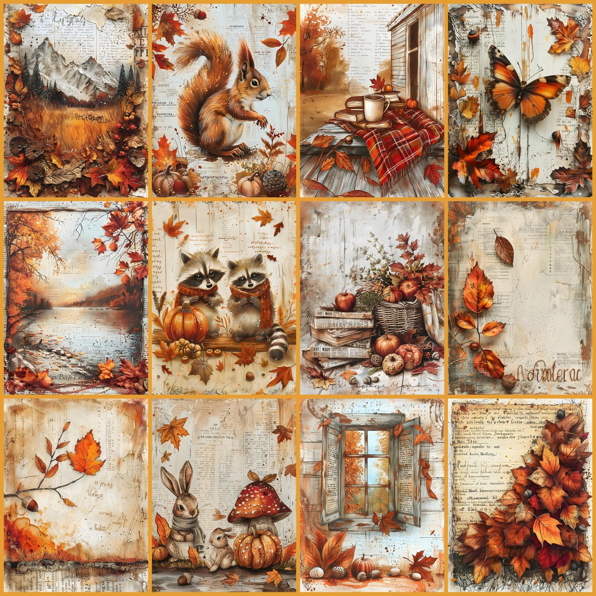 Cozy Autumn Junk Journal Pages: Fall Ephemera, Scrapbook Paper (digital ...