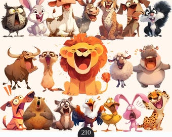 Funny Animal Clipart: Quirky Cartoon Characters (Digital Download)