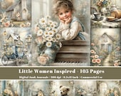Little Women Inspired Junk Journal, Vintage Cottagecore Journal Kit, Printable Pages, Shabby Floral Ephemera