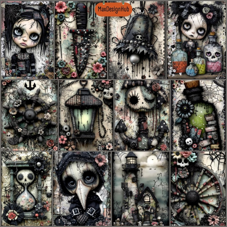Spooky Halloween Junk Journal Pages: Gothic Ephemera (digital Download ...