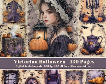 Victorian Halloween Junk Journal Pages: Vintage Halloween Ephemera (Digital Download, JPEG Files)