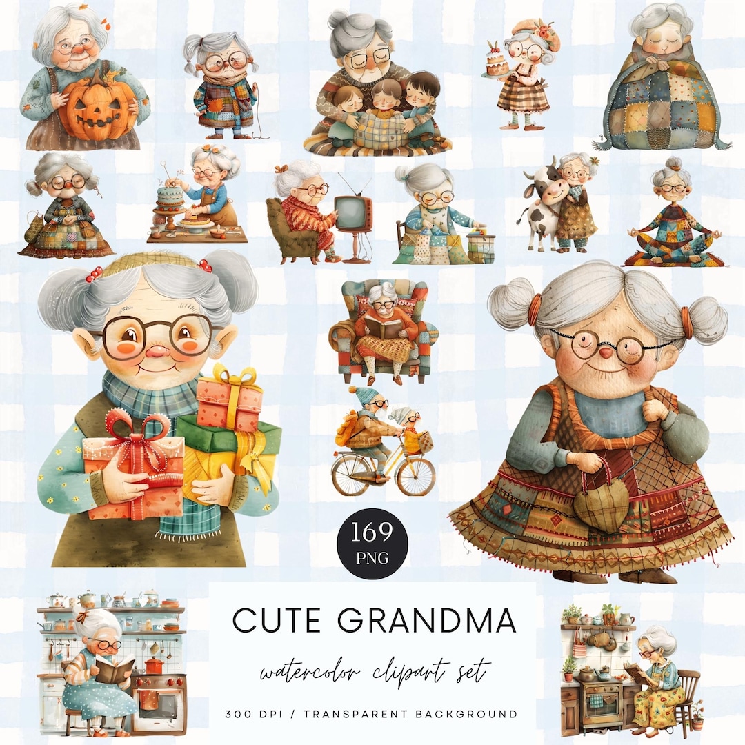 Watercolor Grandma Clipart Set, PNG Images (digital Download) - Etsy