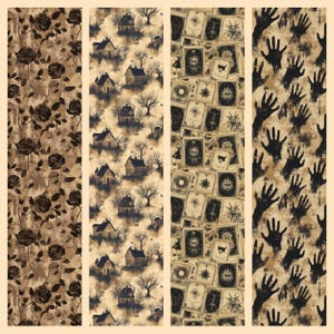 Distressed Halloween Digital Paper, Skull Damask, Old Paper Background ...