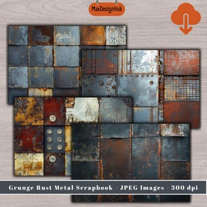 Rust Metal Scrapbook Paper: Grunge Texture Collage Sheets (digital ...