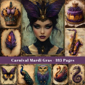 Karneval Karneval, Junk Journal Seiten, Maskerade Ephemera, Scrapbook Papier, Karneval Maske, druckbares Bild, digitales Papier, kommerzielle Nutzung