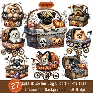 27 PNG Halloween Hund Clipart, Halloween Cliparts, Aquarell Halloween Cliparts, gruseliger Hund, Halloween Junk Journal, Digital Scrapbooking