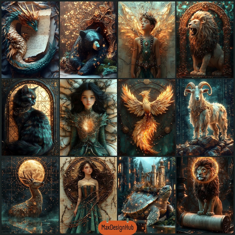 Illuminated Bestiary Junk Journal Kit, Medieval Fantasy Animals ...