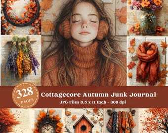 Cottagecore Autumn Junk Journal Pages: Fall Scrapbook Paper (Digital Download)