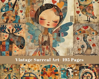 Vintage Surreal Art: 195 Junk Journal Pages (Digital Paper)