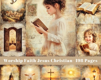 Efémeras cristãs: imagens de adoração vintage para diários de lixo (papel digital)