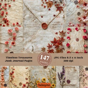 Timeless Treasures Junk Journal Seiten, Liebesbrief, shabby chic, Wachs Siegel, Collage Sheet, Scrapbook Zubehör, digitaler Download
