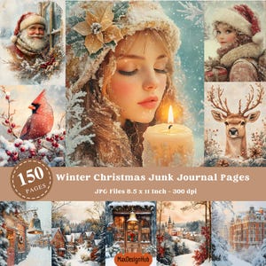 Página imprimible de diario basura de Navidad y invierno, invierno acogedor, temporada festiva, postales, vacaciones de invierno, papel para álbumes de recortes, descarga digital