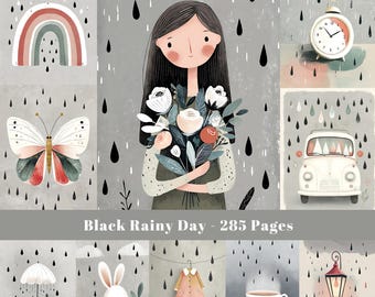 Rainy Day Junk Journal-pagina's: gezellige ephemera (digitaal papier)