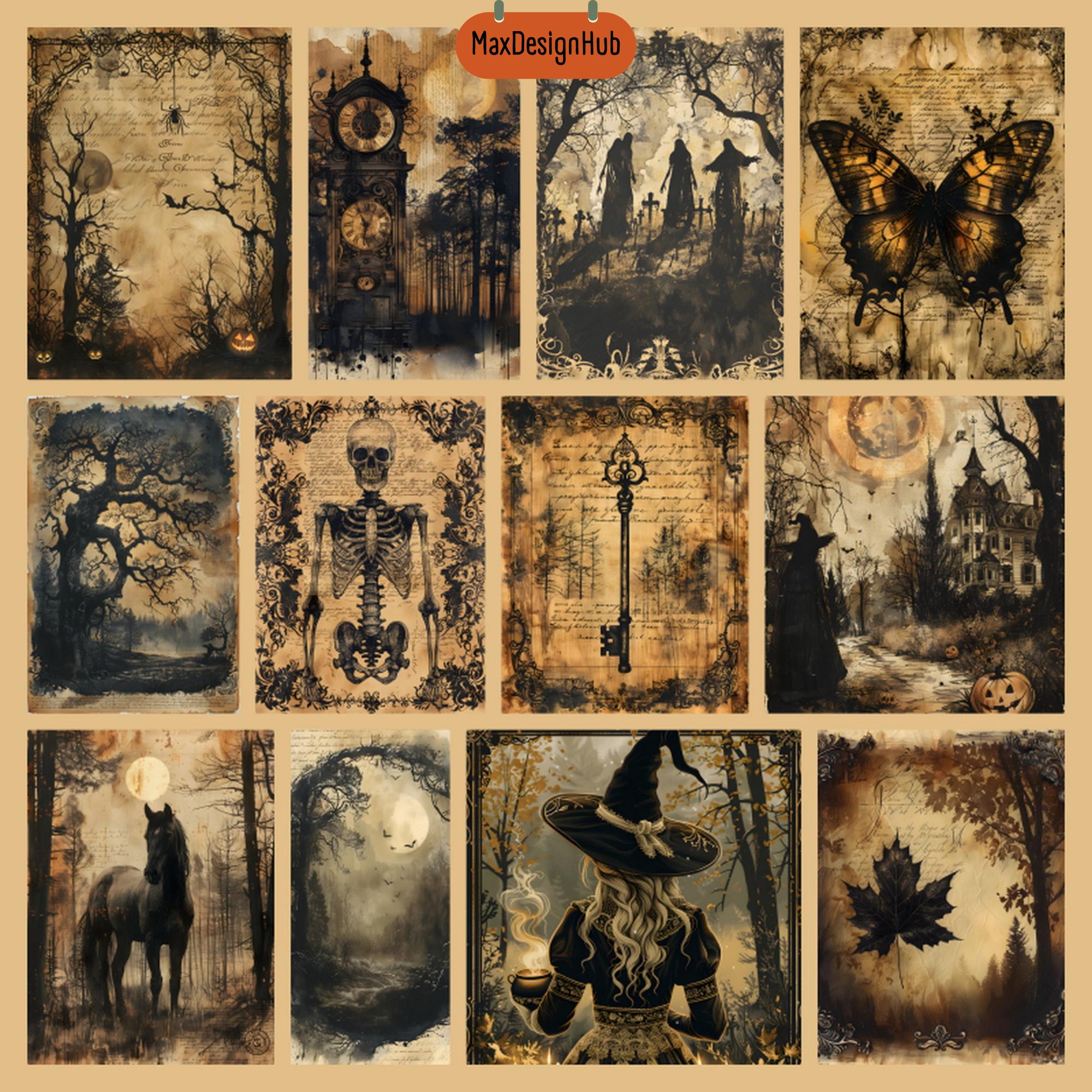Gothic Forest Junk Journal Pages: Halloween Scrapbook Paper (digital ...