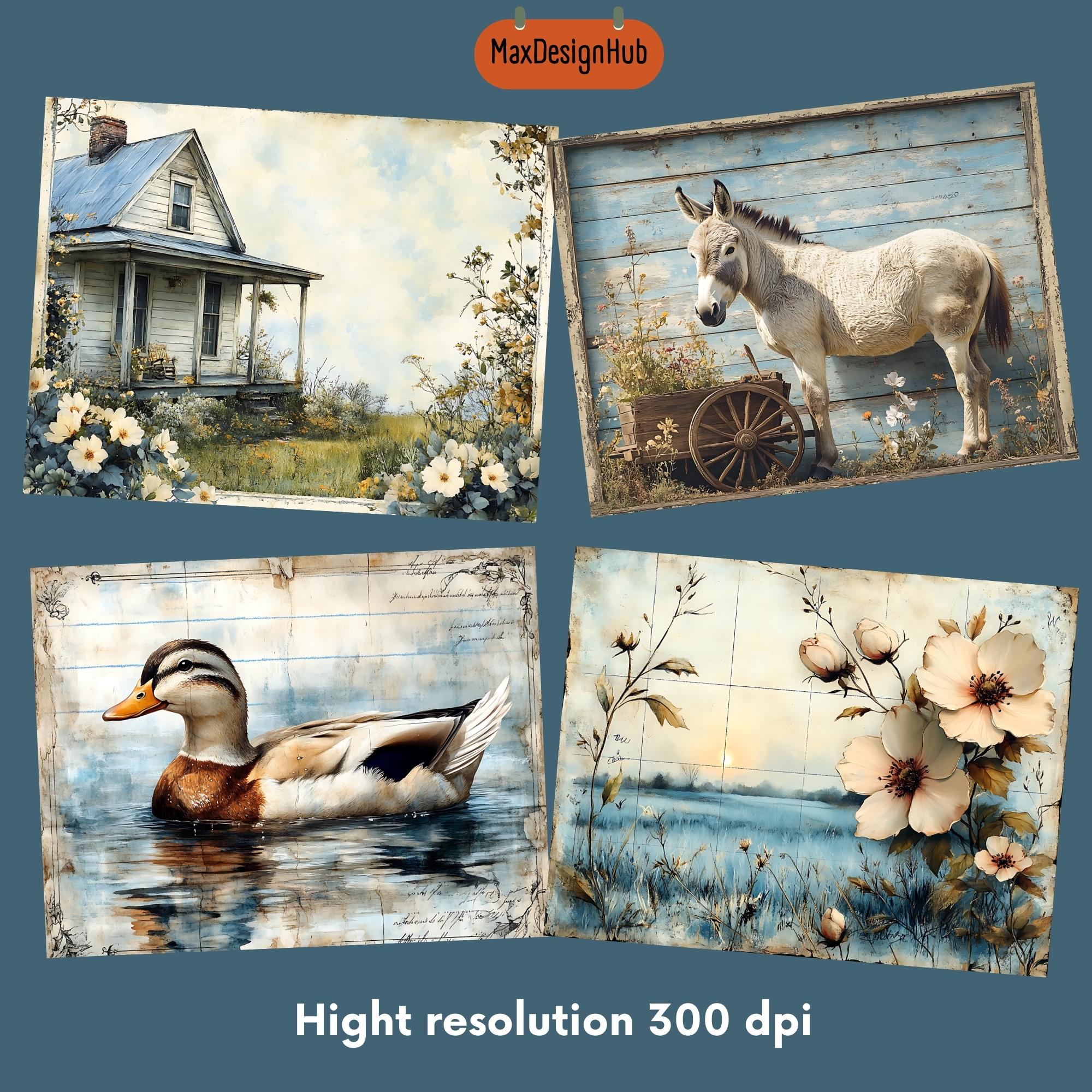 Spring Farmhouse Junk Journal Pages: Countryside Cottage (digital ...
