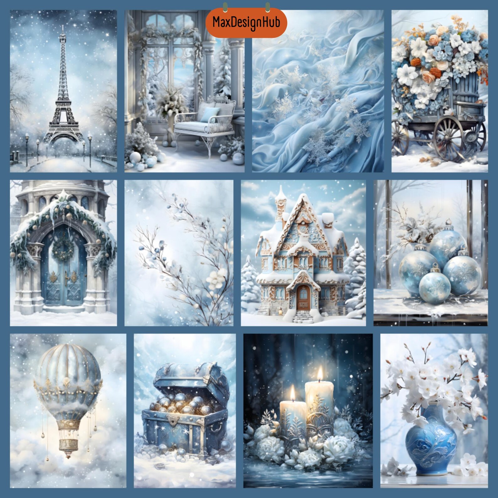 Shabby Chic Winter Junk Journal Pages: Snow, Cozy Graphics (digital ...