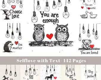 Self-Love Junk Journal Pages: Inspirational Scrapbook Kit (Digital Paper)