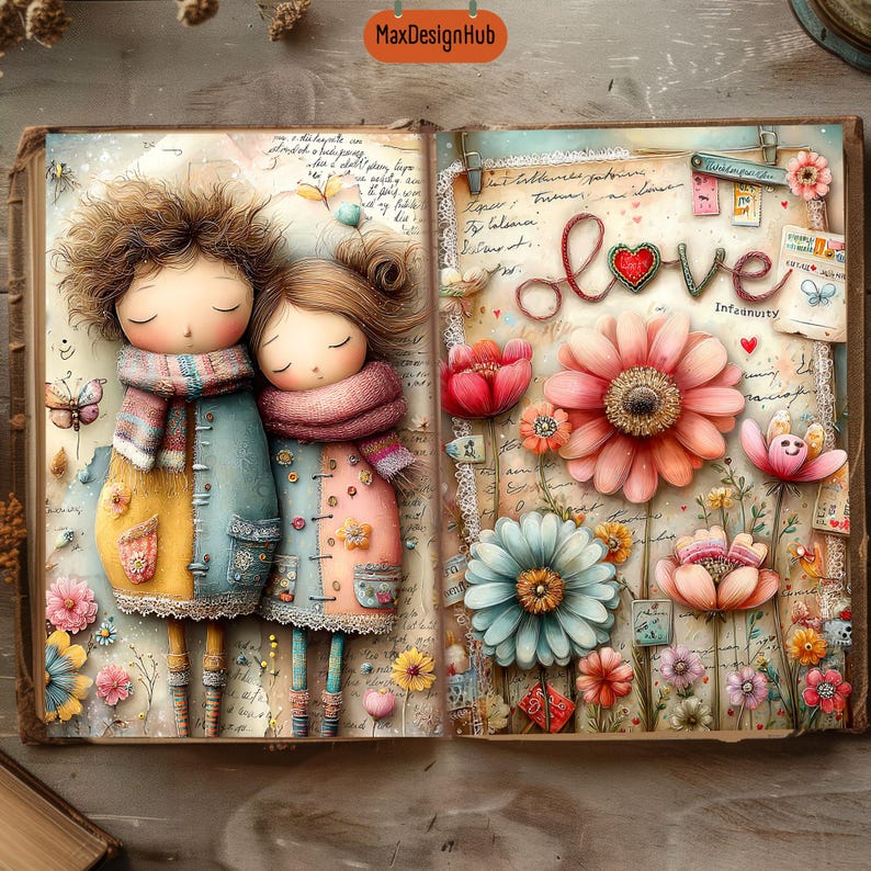 Romantic Couples Junk Journal Pages: Whimsical Ephemera (digital Download, JPEG Files) - Etsy