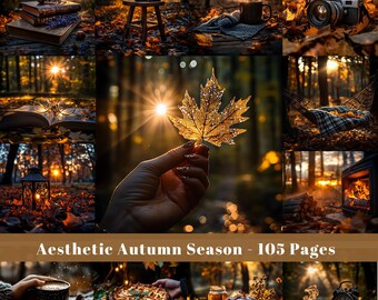 Autumn Junk Journal Ephemera, Scrapbook Paper (Printable Image