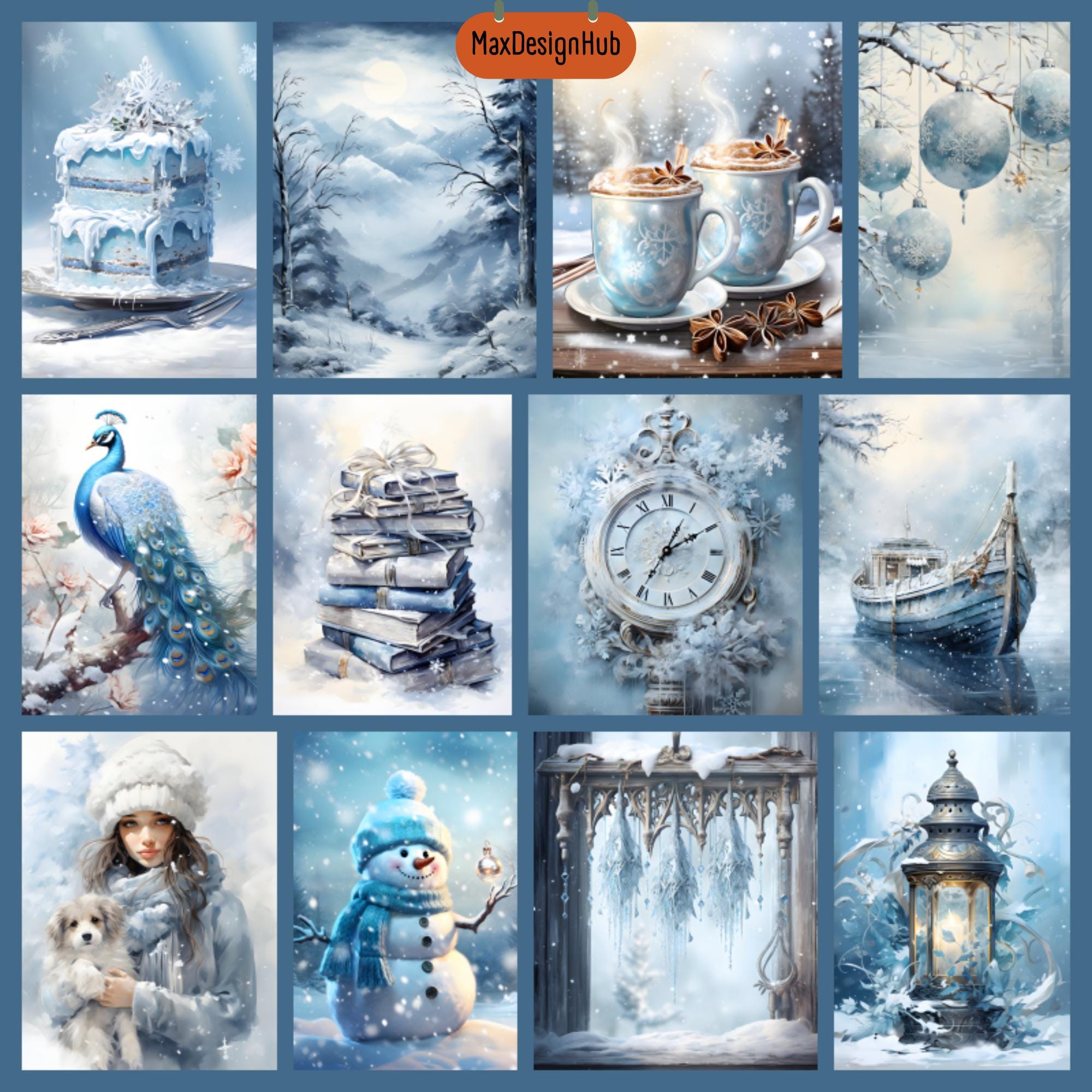 Shabby Chic Winter Junk Journal Pages: Snow, Cozy Graphics (digital ...