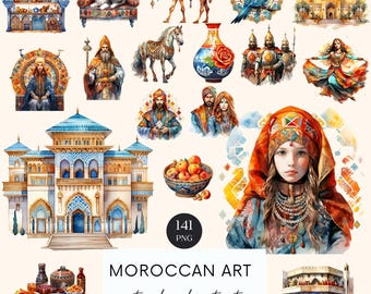 Moroccan Art Clipart: Middle East Travel PNG Images (Digital Download)