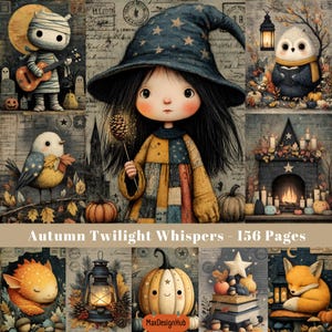 Autumn Junk Journal Paper: Twilight Ephemera, Fall Leaves (Digital Download)