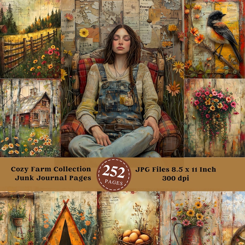 Cozy Farm Junk Journal Pages: Countryside Digital Paper (digital ...