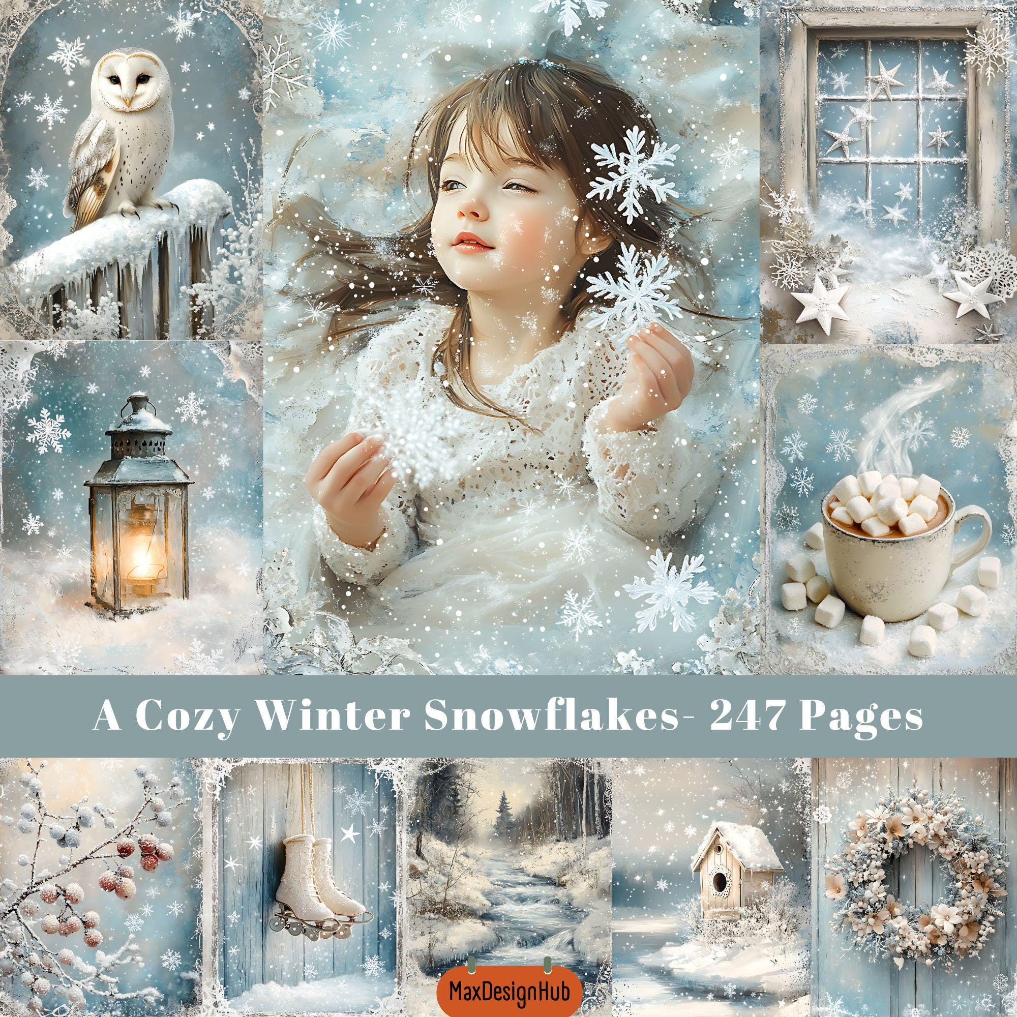 Cozy Winter Snowflakes Digital Paper: Junk Journal Scrapbook Pages ...