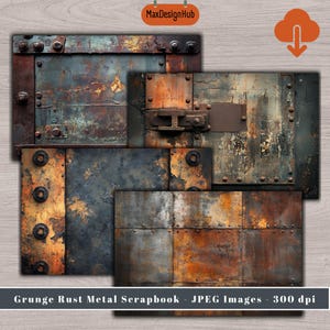 Rust Metal Scrapbook Paper: Grunge Texture Collage Sheets (digital ...