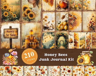 Bee My Honey、印刷可能なスクラップブックキット、ジャンクジャーナル