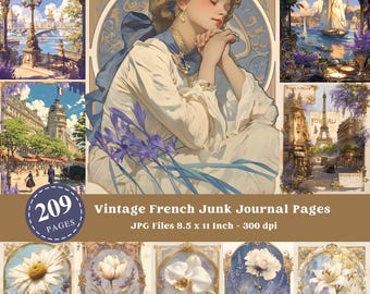Vintage French Junk Journal Pages: Paris Ephemera (Digital Download)