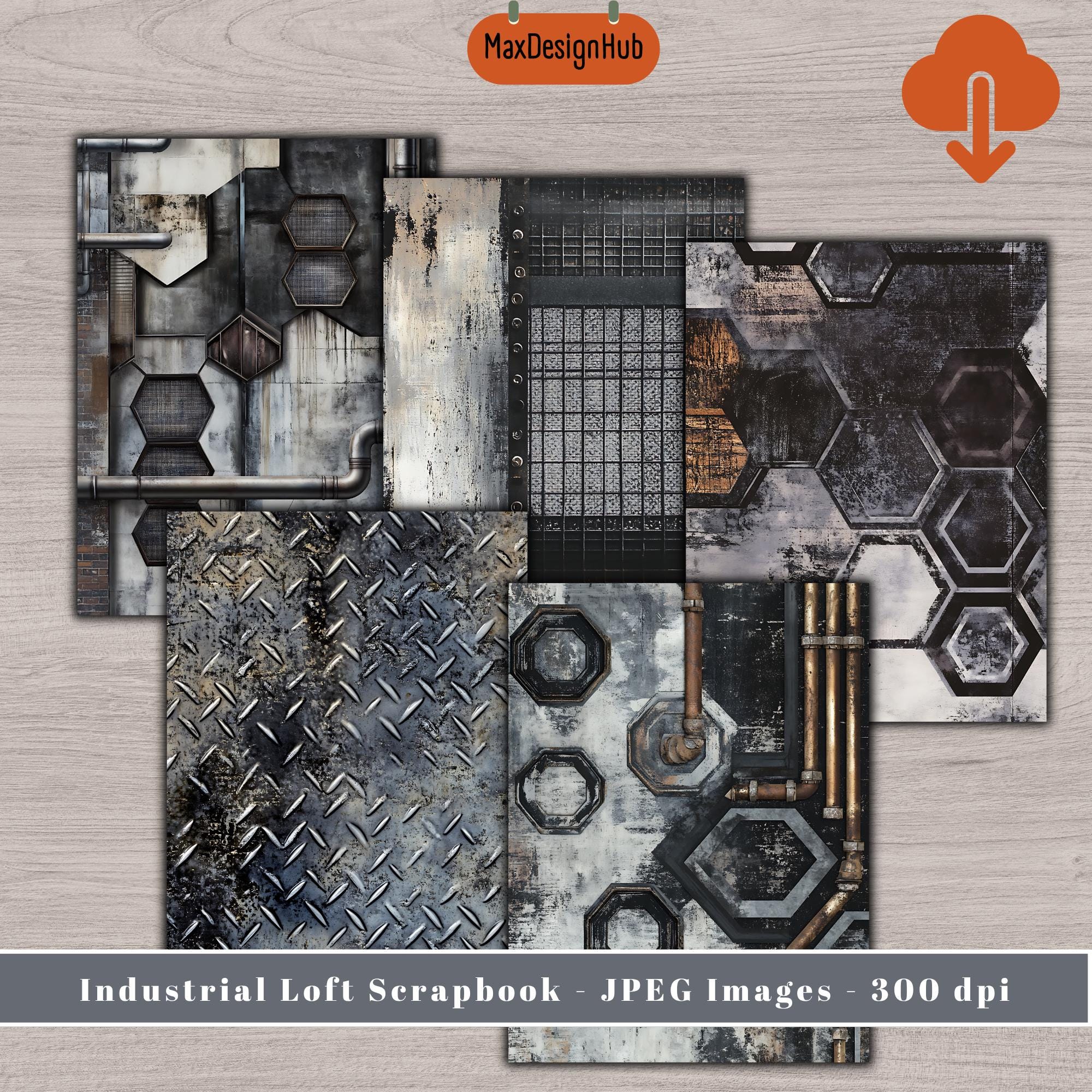 Exploding Paper Loft Studio Industrial Grunge Digital Paper: Loft Scrapbook Pages (45 JPEG Files ...