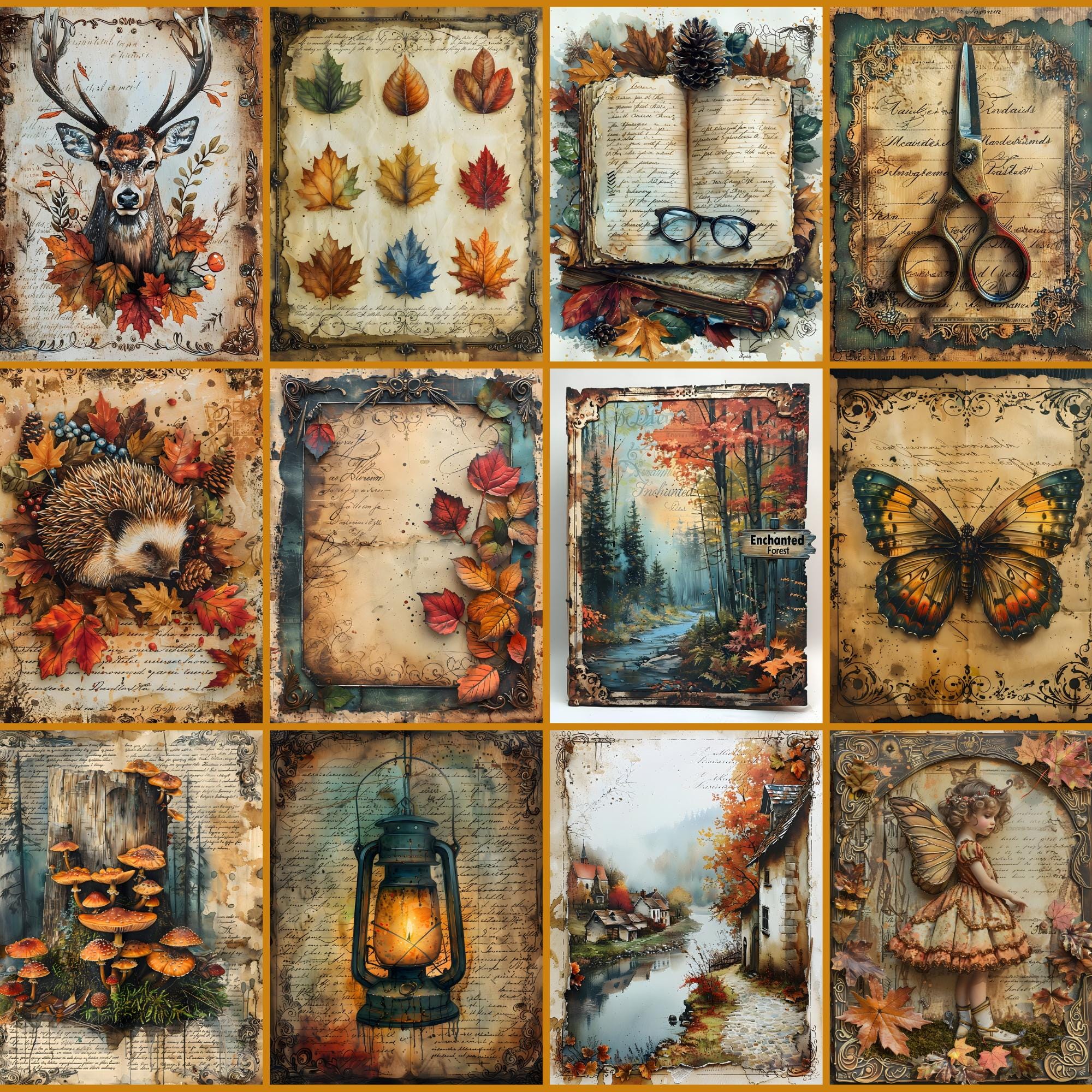 Autumn Fairy Tale Junk Journal Pages: Printable Collage Sheet (JPG ...