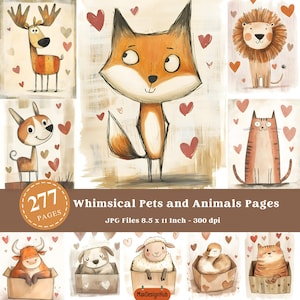 Whimsical Animals Printable Junk Journal Pages, Animals Ephemera, Humorous Animal, Quirky dog, Paper Craft, Collage Sheet, Printable Image