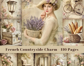 French Country Junk Journal Pages: Romantic Cottagecore Ephemera (Digital Download)