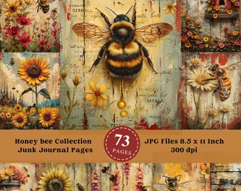Kit per diario Honey Bee Junk: pagine di effimeri vintage (download digitale)