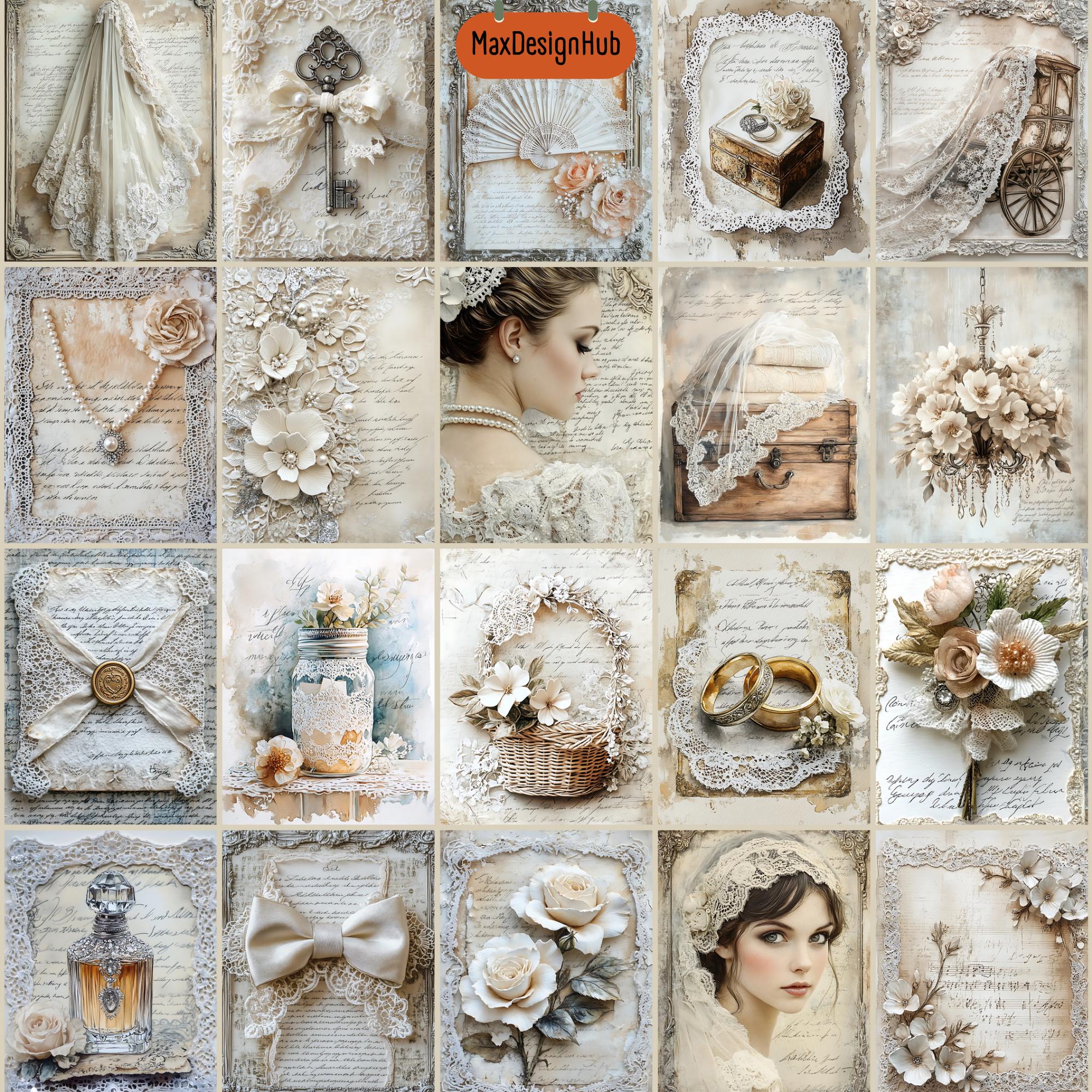Vintage Wedding Junk Journal Pages: Romantic Scrapbooking (digital