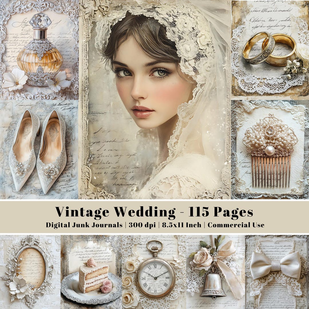 ジャンクジャーナル　marriage Vintage Wedding Junk Journal Pages: Romantic Scrapbooking (digital
