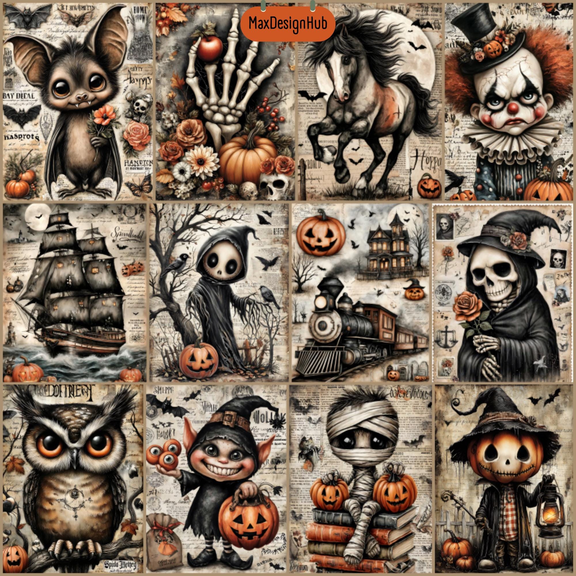 Spooky Halloween Junk Journal Pages: Gothic Ephemera (122 JPG Digital ...
