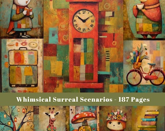 Whimsical Surreal Junk Journal: Collage Art Ephemera (Digital Download)