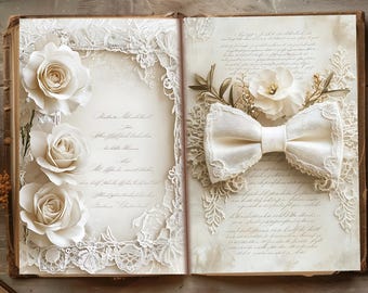 Vintage Wedding Junk Journal Pages: Romantic Scrapbooking (digital