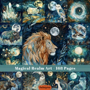 Magical Realm, Printable Wall Art, Junk Journal Page, Witch Scrapbook Paper, Fantasy, Digital Paper, Printable Image, Digital Download