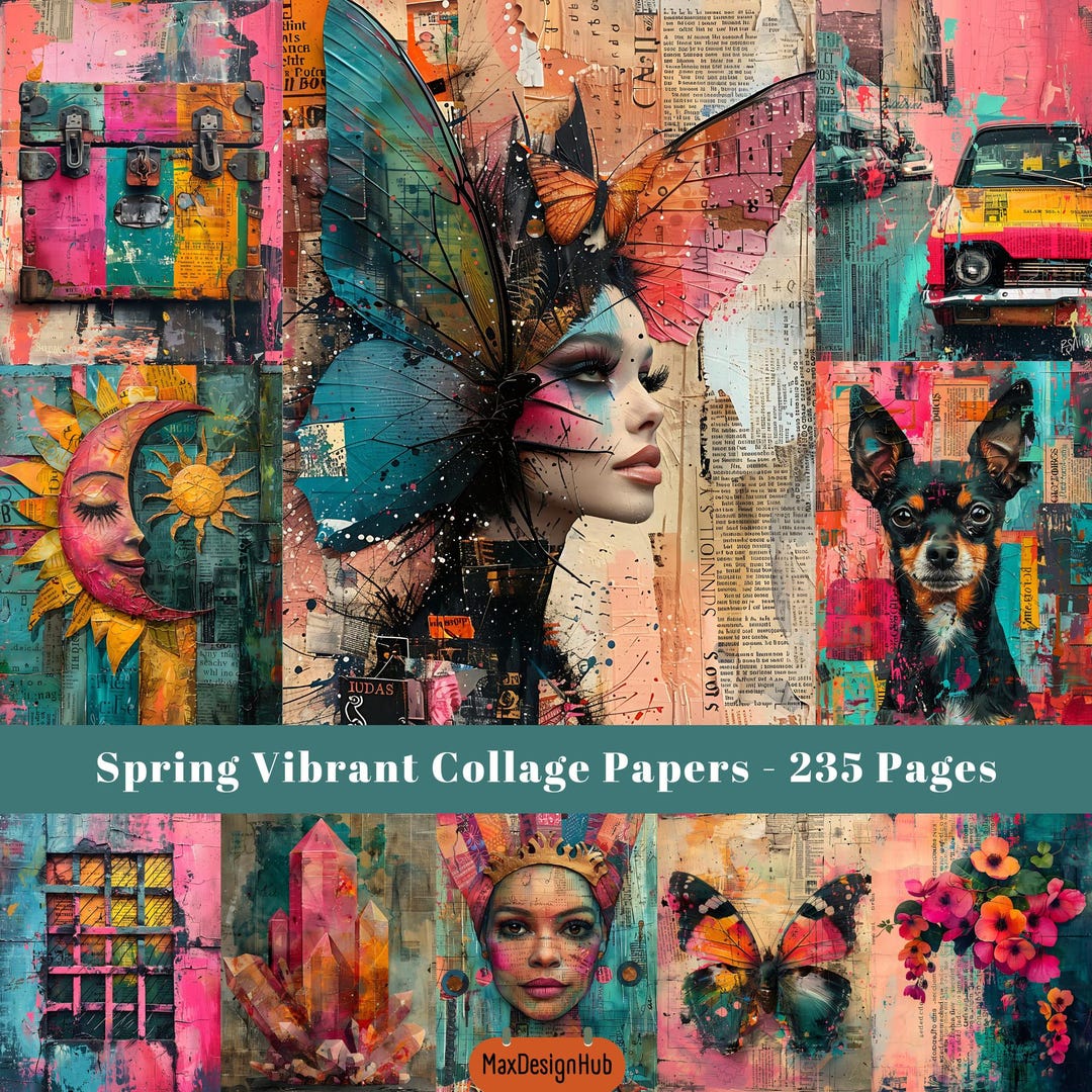 Spring Magazine Collage Spring Junk Journal: Vibrant Collage Paper, Scrapbook Pages (digital ...