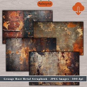 Rust Metal Scrapbook Paper: Grunge Texture Collage Sheets (digital ...