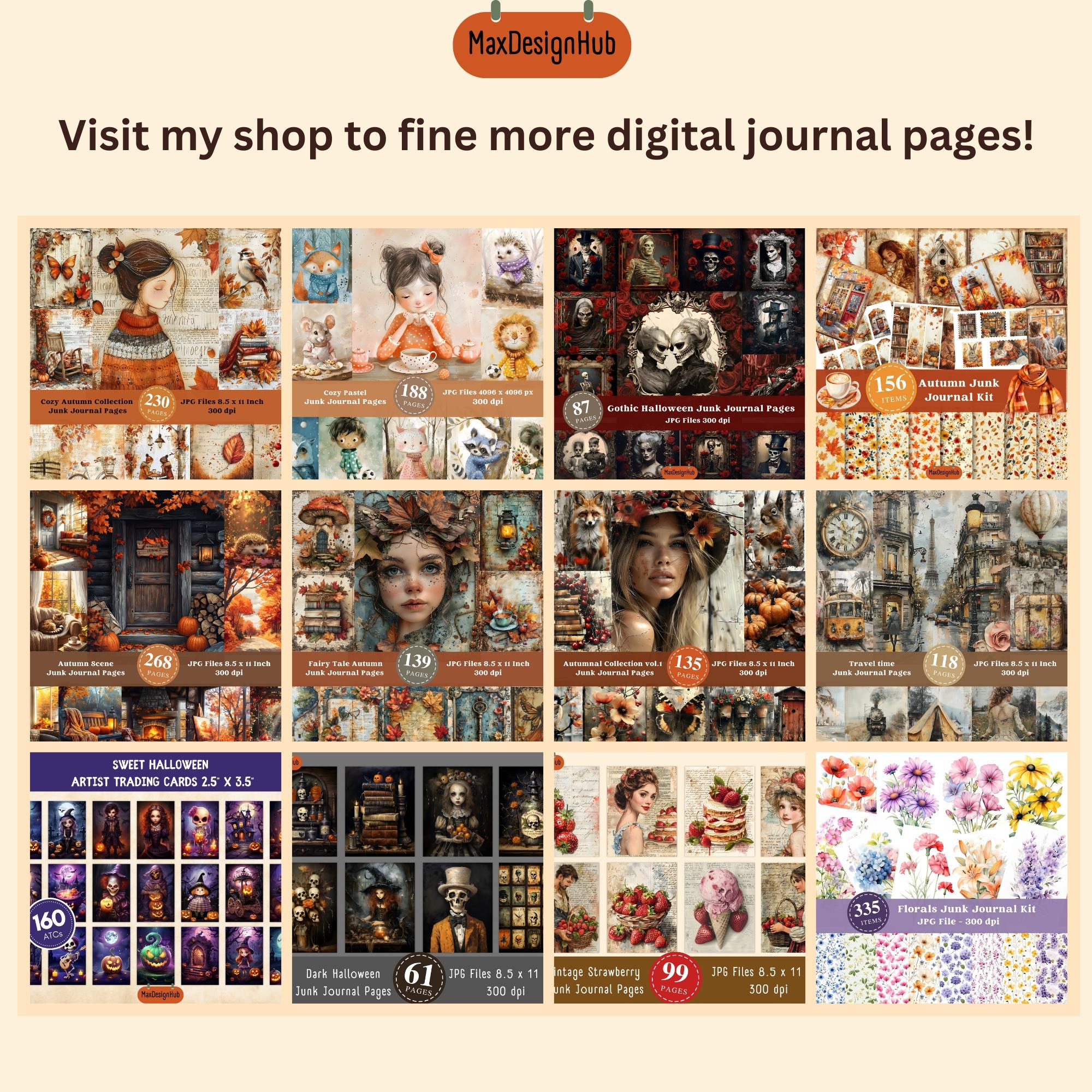 不気味なレトロなハロウィンジャンクジャーナルページ：不気味な印刷