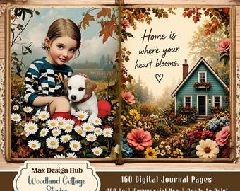 Woodland Cottage Stories Junk Journal Kit, Autumn Printable Journal Pages, Cottagecore Scrapbook Background